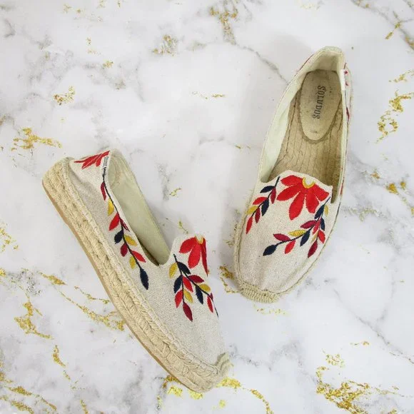 Soludos Shoes Soludos Floral Embroidered Slip On Canvas